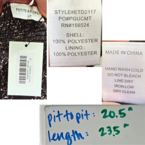 PETITE ASSEMBLY Black Printed Tie Neck Short Sleeve Blouse Size LP - Picture 12 of 12